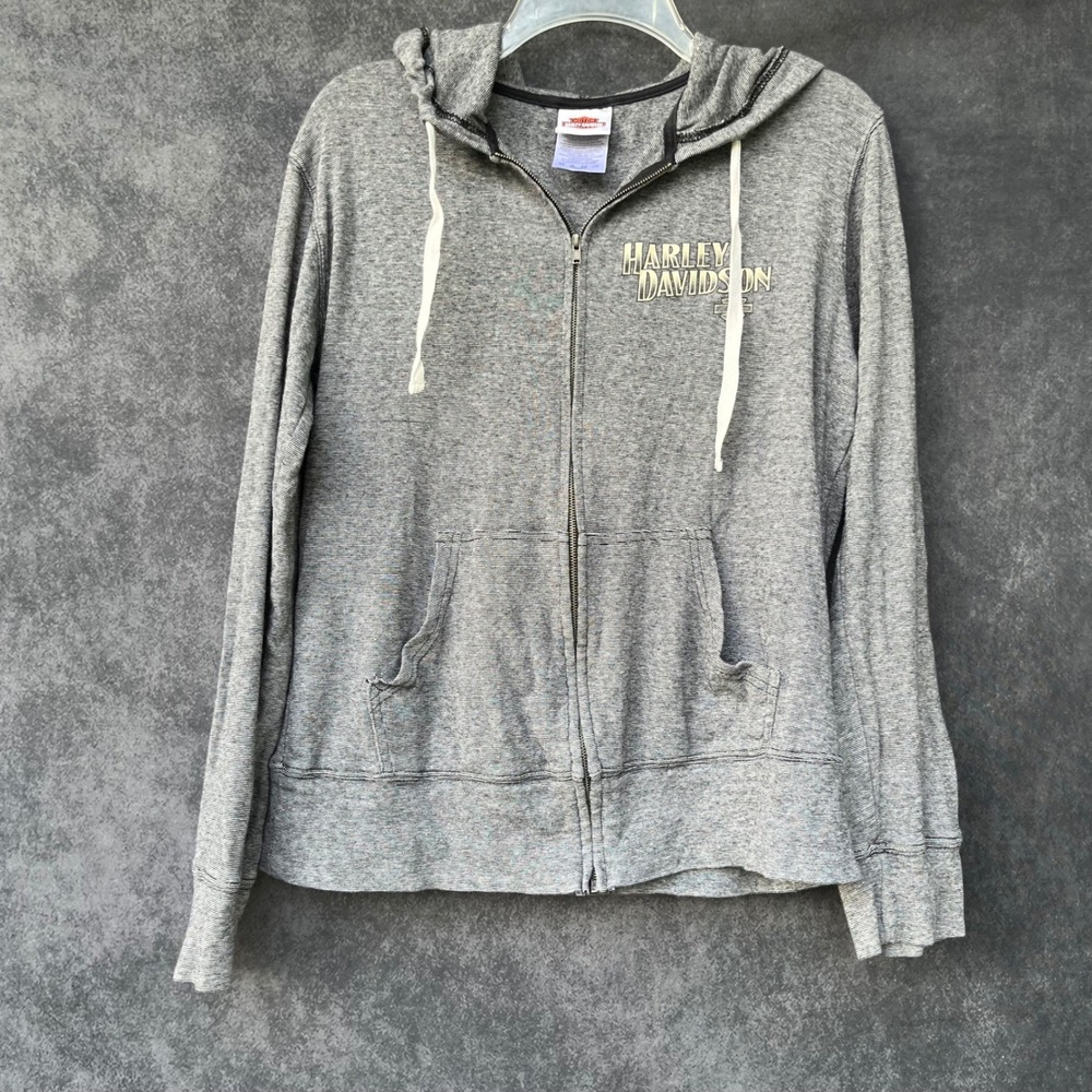Harley-Davidson Women L Grey Zip Hoodie Boswells Cookeville TN Biker Streetwear